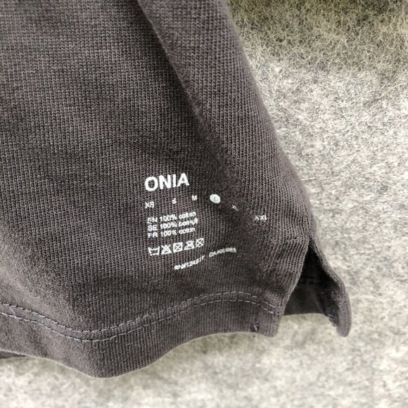 Onia Cropped T Shirt Womens Large L Dark Gray Crewneck Short Sleeve Relaxed - Picture 4 of 7